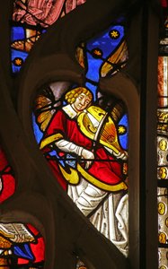 Ventana que representa Ángel musical con viola (vidriera) de French School