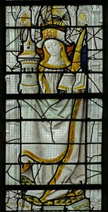 Ventana que representa a Santa Bárbara (vidriera) de French School