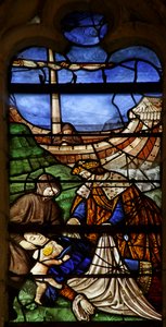 Ventana que representa a Santa María Magdalena: Condesa de Provenza muriendo en peregrinación a Tierra Santa