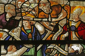 Vidriera que representa el asesinato de Santo Tomás Becket de French School