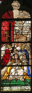 Ventana que representa una escena de la vida de San Vast