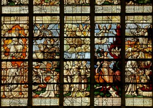 Ventana que representa escenas del Libro de la Revelación de French School