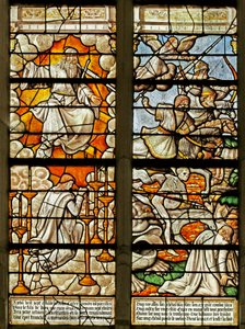 Ventana que representa escenas del Libro de la Revelación de French School