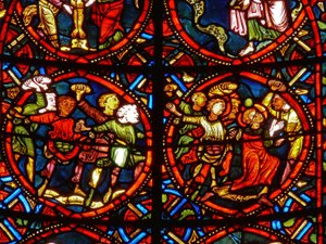 Ventana que representa a San Esteban siendo apedreado hasta la muerte de French School