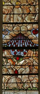 Ventana que representa una escena del Libro de la Revelación: Estrellas cayendo del cielo de French School