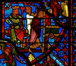 Ventana que representa una escena de la vida de San Tomás de French School