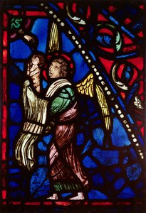 Ventana que representa un ángel presentando un alma a Dios Padre, Taller de Ile de France de French School