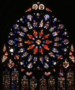 Ventana que representa músicos angélicos de French School