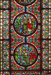 Ventana que representa escenas de la vida de San Mauricio, siglos XII-XIII de French School