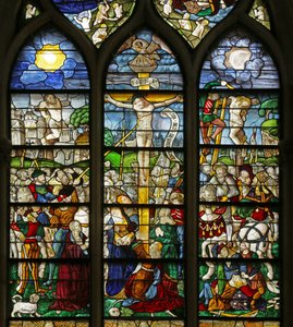 Ventana que representa la Crucifixión (vidriera) de French School