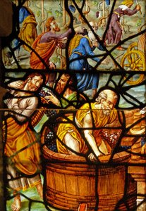 Ventana en el Charnier (w.11) que representa un Detalle de la Prensa Mística de Vino