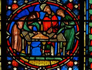 San Austremonio construyendo la iglesia en Issoire de French School