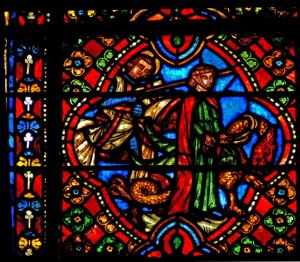Ventana n3 escenas de la vida de San Jorge; el dragón es domesticado de French School