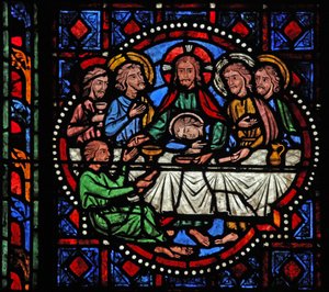 Ventana w02 que representa la Última Cena de French School