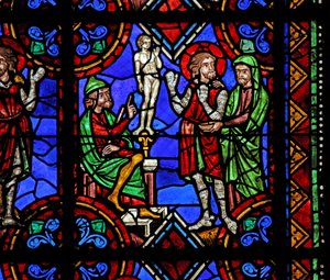 Historia de San Julián de Brioude - San Ferreol, amigo de Julián, que murió durante las persecuciones de Diocleciano, obligado a adorar ídolos de French School