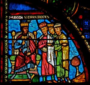 Ventana w0 que representa a los Magos con Herodes