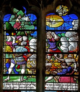 Ventana que representa el martirio de Santa Fe de French School