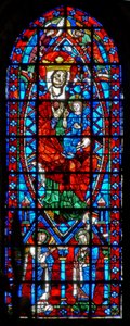 Ventana w100 que representa a la Virgen y el Niño; la Anunciación de French School