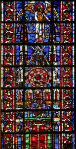 Ventana w101 que representa la iglesia catedral de Laon de French School