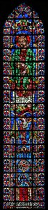 Ventana w102 que representa a San Andrés y la iglesia de Soissons de French School