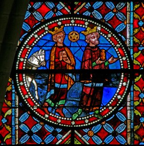 Ventana w102 que representa la Adoración de los Magos