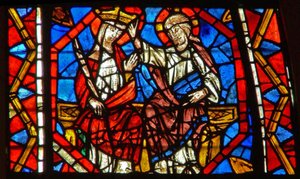 Ventana w108 que representa la Coronación de la Virgen de French School