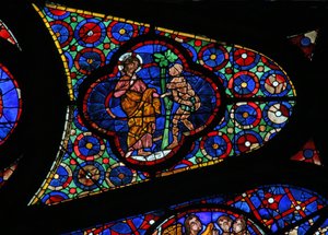 Ventana w115 que representa a Dios hablando con Adán de French School