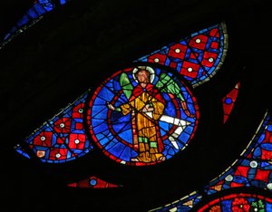 Ventana w115 que representa un ángel de French School
