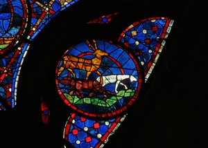 Ventana w115 que representa la Creación de los animales de French School