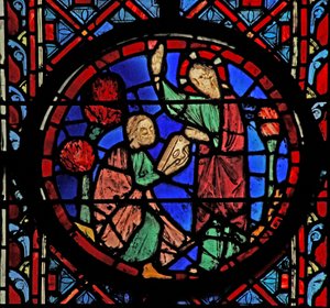 Dios entrega el libro a Jeremías (Jer I 17) de French School