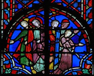 Tobías y el ángel (izquierda); Sara y sus padres (derecha) (Tob VII 12) de French School