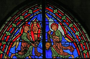 Ventana w11 que representa el alma de San Andrés ascendiendo al cielo de French School