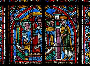 Ventana w125 con Cristo visitando a Santa Catalina en prisión de French School
