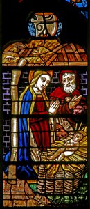 Ventana w132 que representa la Natividad de French School