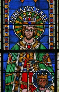Ventana w13 que representa al emperador Conrad y su hijo de French School