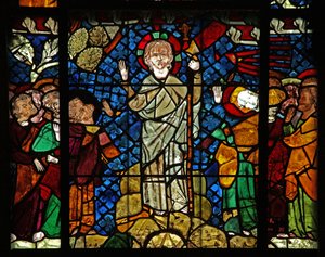 Ventana w14 que representa a Cristo apareciendo a sus discípulos en la montaña