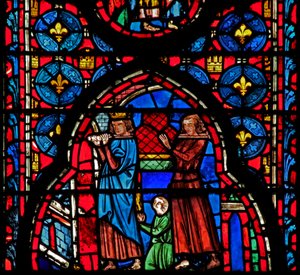 Ventana w15 San Luis y Roberto de Artois llevan las reliquias a Sens de French School