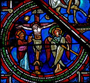 Ventana w15 que representa la Crucifixión de French School
