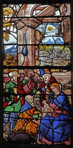 Ventana w16 que representa la Adoración de los Magos de French School