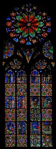 Ventana w17 que representa la Creación y el Génesis de French School