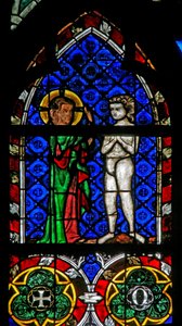 Ventana w17 que representa la Creación de Adán de French School