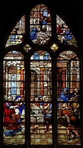 Ventana que representa la Presentación en el Templo de French School