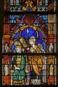 Ventana w19 que representa a Santo Tomás Becket y Enrique II en desacuerdo de French School