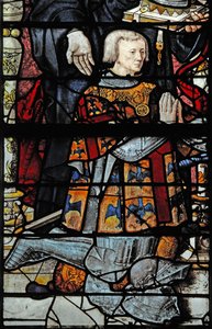 Ventana w1 que representa a Guillaume de Montmorency, el donante de French School