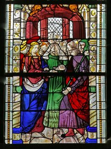 Ventana w1 que representa el Matrimonio de la Virgen María de French School