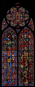 Ventana w200 que representa escenas de la Pasión de French School