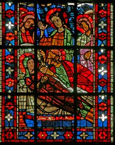 Ventana w201 que representa la Muerte de la Virgen María de French School