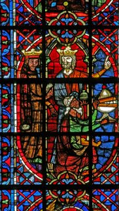 Ventana w203 que representa la Adoración de los Magos de French School