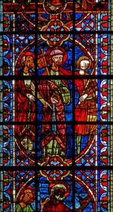 Ventana w204 que representa a San Pedro y San Pablo ante el Emperador Nerón