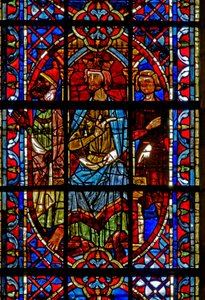 Ventana w204 que representa a San Pedro y San Pablo ante el Emperador Nerón de French School